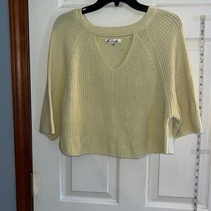 Love more-medium-vintage 80s, yellow with pink crop top sweater. Choker neckline
